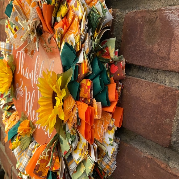 Fall Thankful & Blessed Rag Wreath - Picture 7 of 8